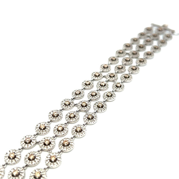 8.25 Carat Round Fancy Brown Diamond 18 Karat White Gold Link Bracelet