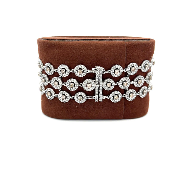 8.25 Carat Round Fancy Brown Diamond 18 Karat White Gold Link Bracelet