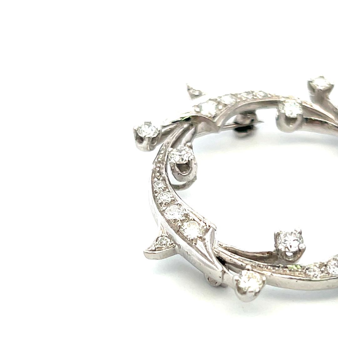1.55 Carat Old European Cut H SI Diamond Platinum Pin Brooch