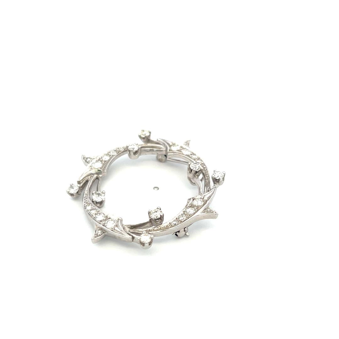 1.55 Carat Old European Cut H SI Diamond Platinum Pin Brooch
