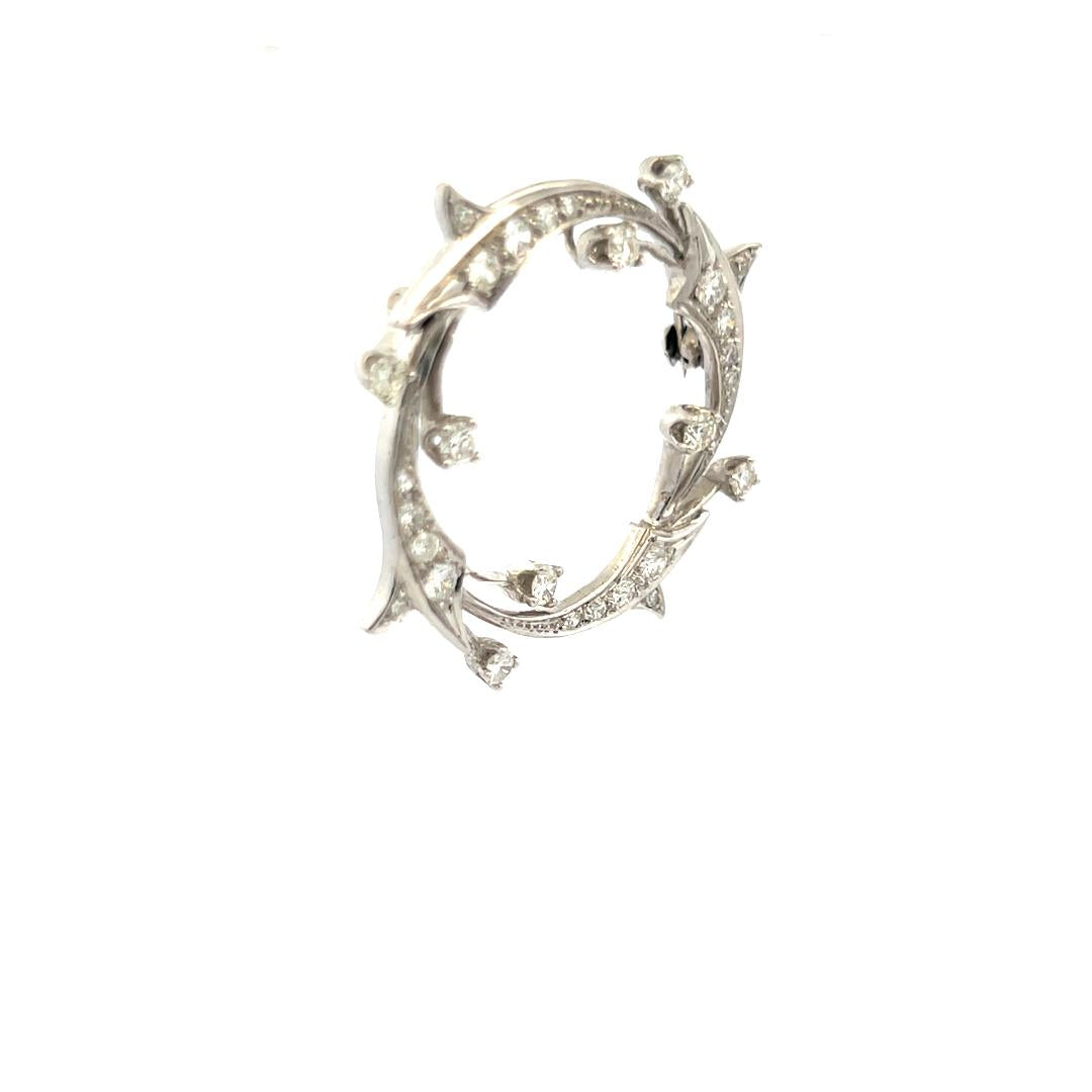 1.55 Carat Old European Cut H SI Diamond Platinum Pin Brooch