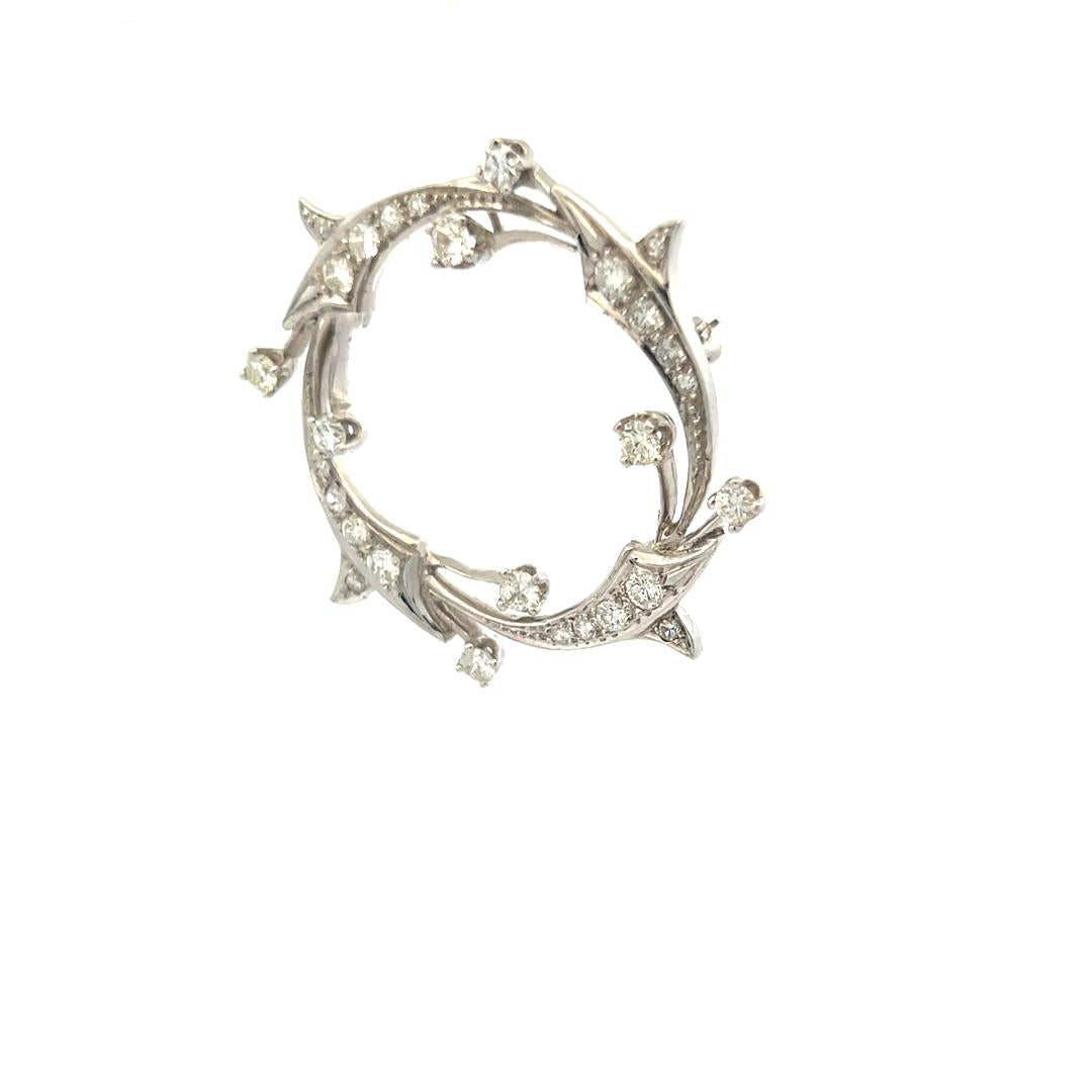 1.55 Carat Old European Cut H SI Diamond Platinum Pin Brooch
