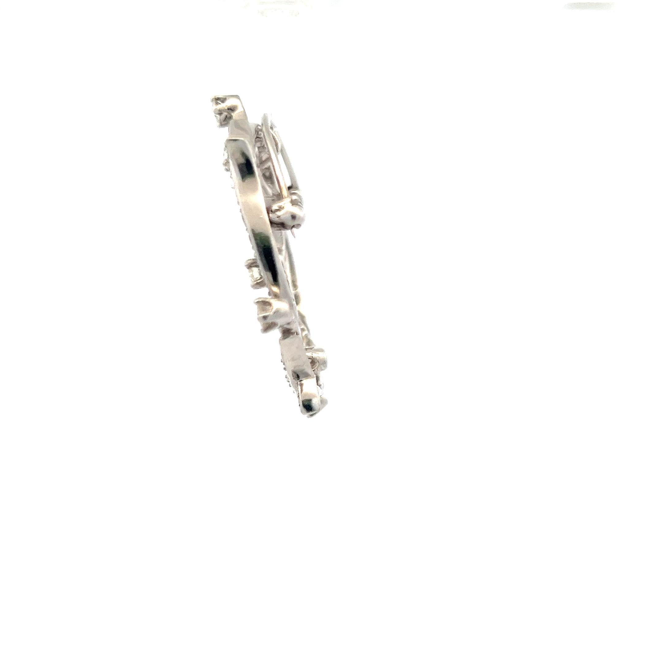 1.55 Carat Old European Cut H SI Diamond Platinum Pin Brooch