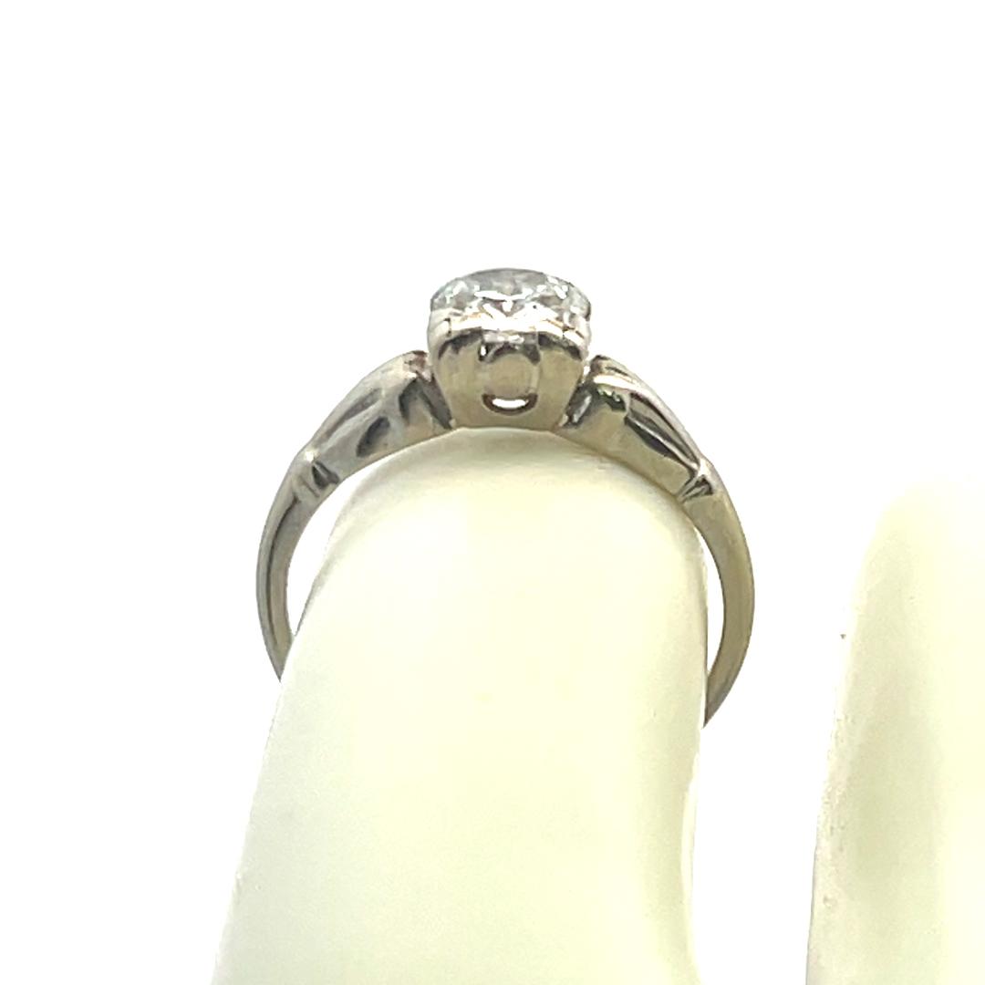 0.75 Carat Old European Cut H VS Diamond 14 Karat White Gold Engagement Ring