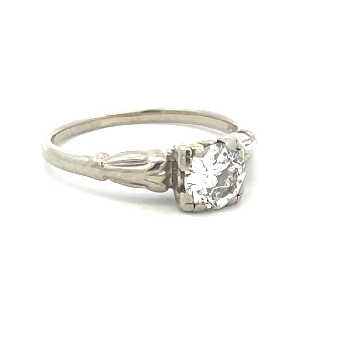 0.75 Carat Old European Cut H VS Diamond 14 Karat White Gold Engagement Ring