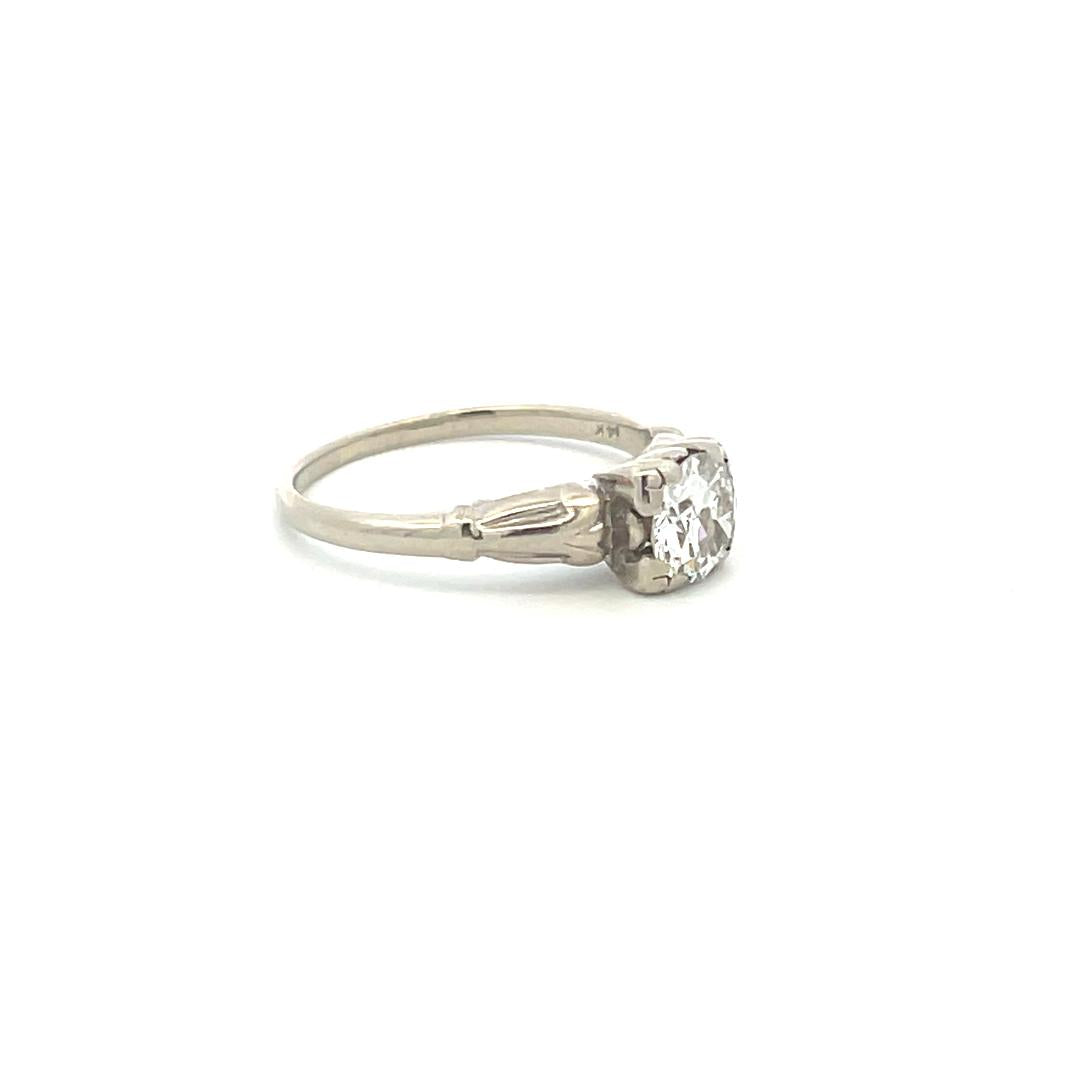 0.75 Carat Old European Cut H VS Diamond 14 Karat White Gold Engagement Ring