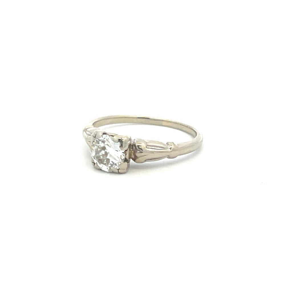0.75 Carat Old European Cut H VS Diamond 14 Karat White Gold Engagement Ring