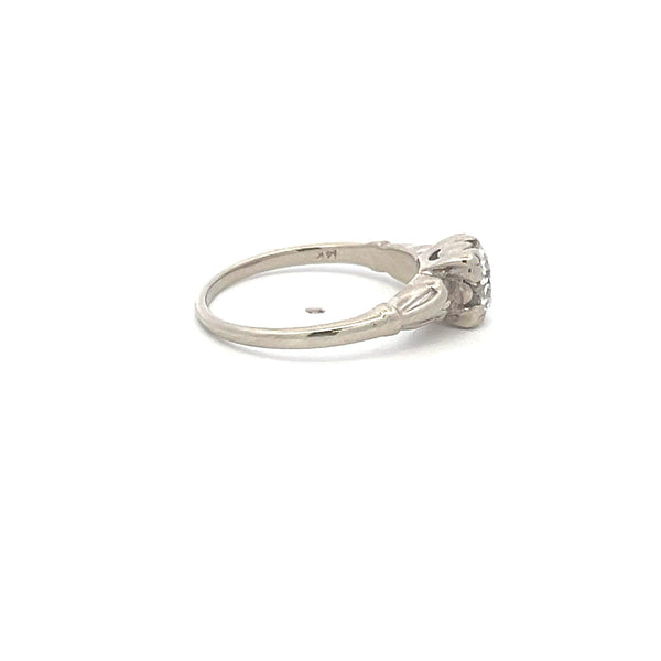 0.75 Carat Old European Cut H VS Diamond 14 Karat White Gold Engagement Ring