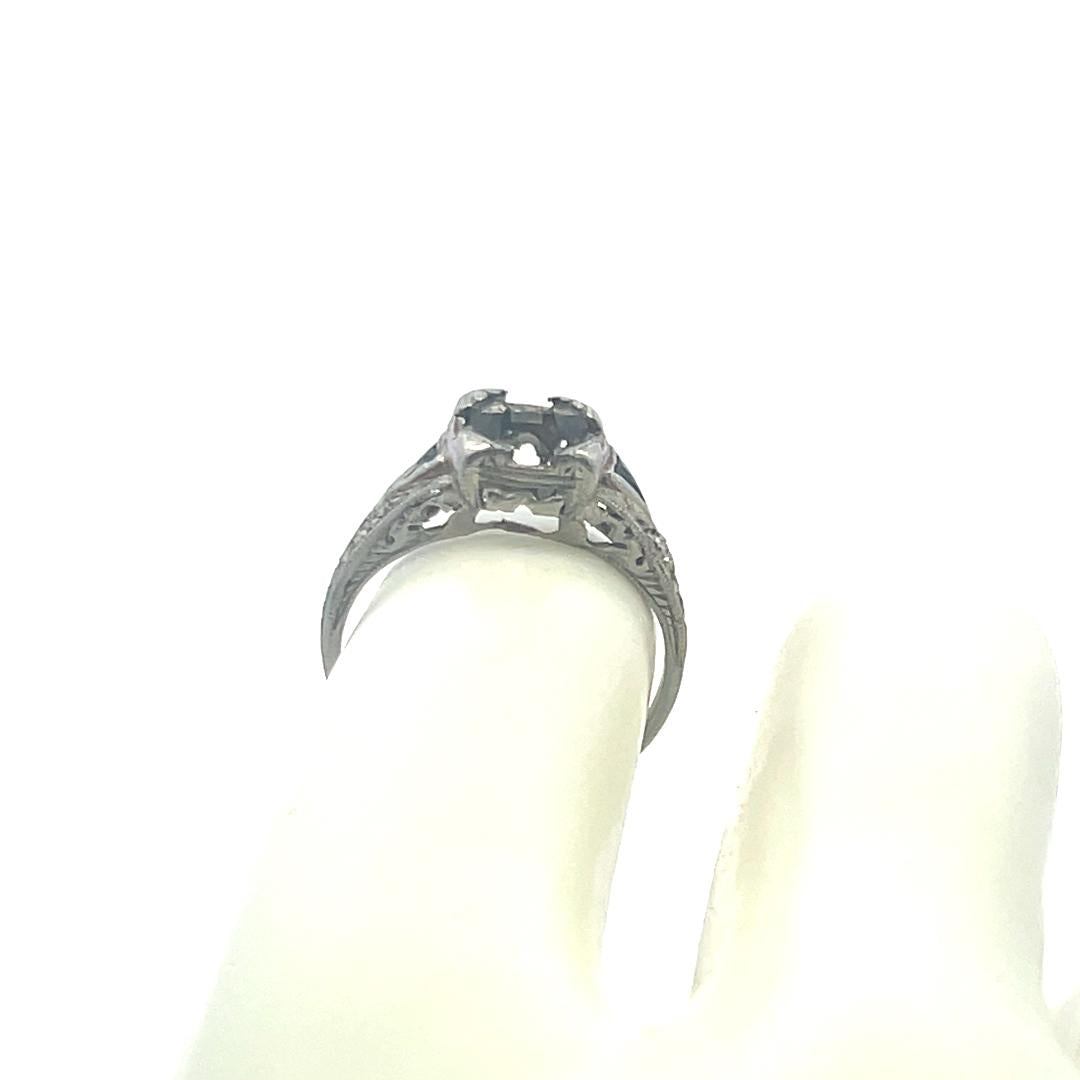 0.12 Carat Triangular Shape Sapphire Platinum Semi Mount Ring