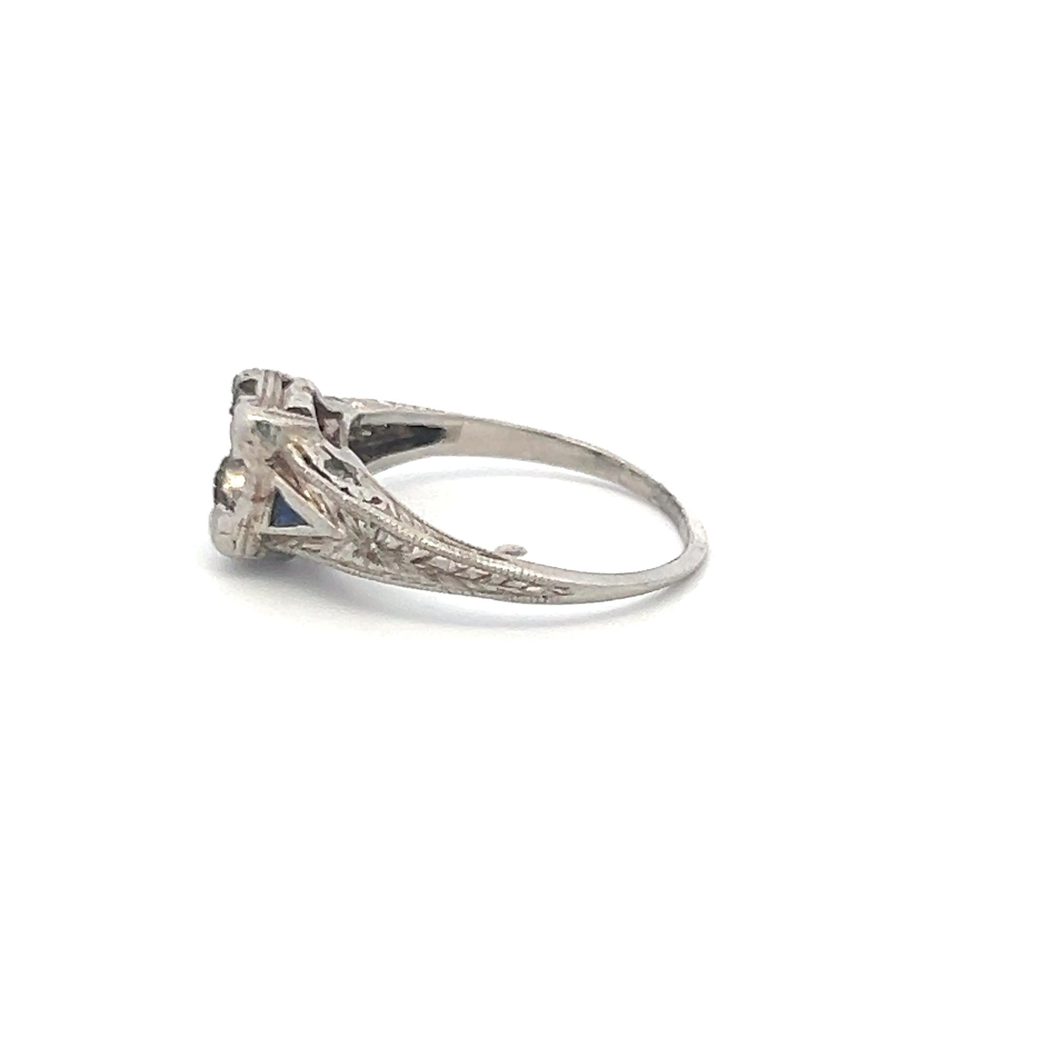 0.12 Carat Triangular Shape Sapphire Platinum Semi Mount Ring