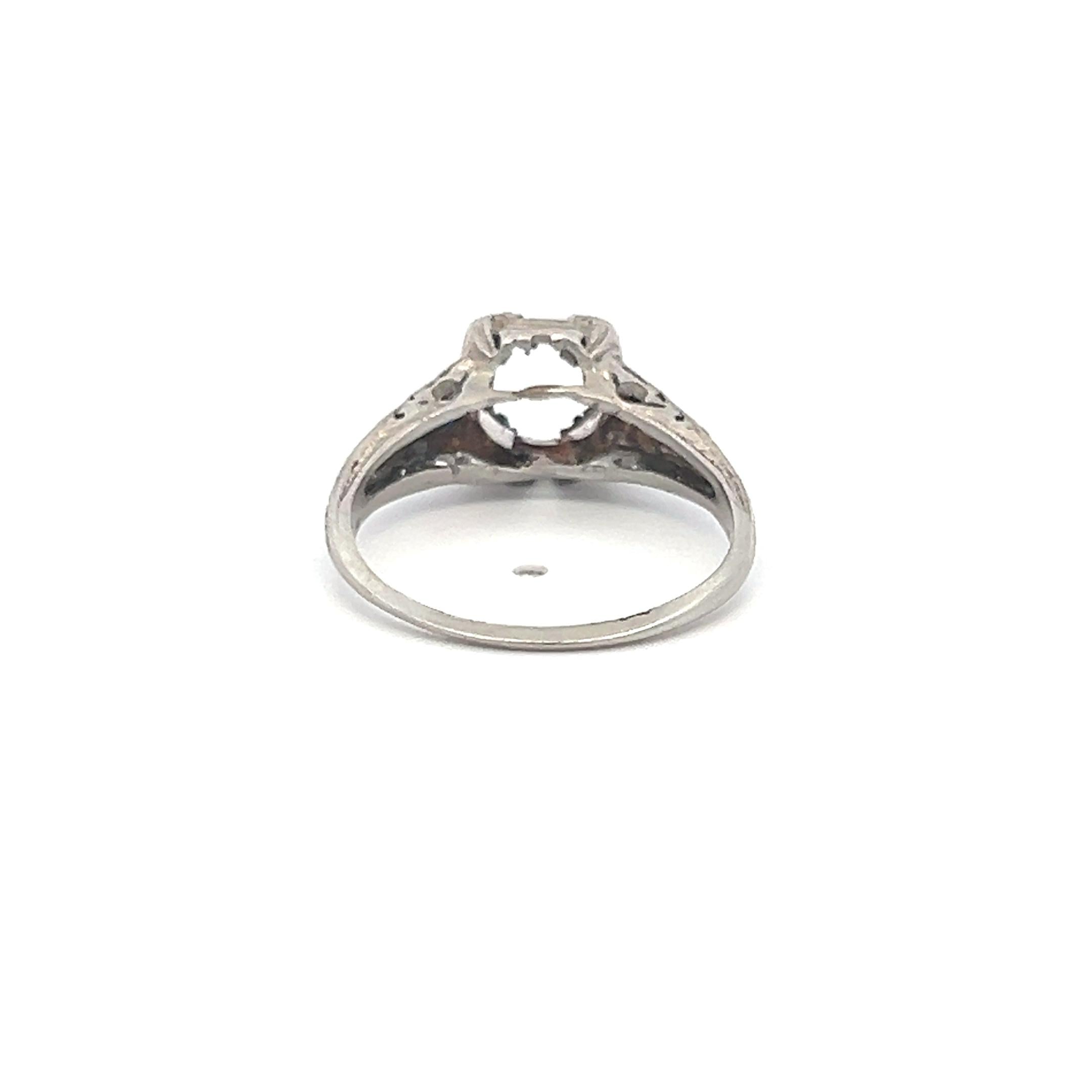 0.12 Carat Triangular Shape Sapphire Platinum Semi Mount Ring