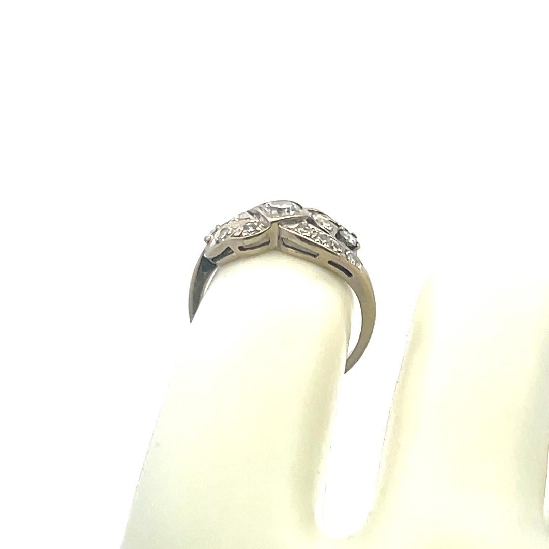 14K White Gold Engagement Ring with 0.51ct Round J SI Diamonds Size 5