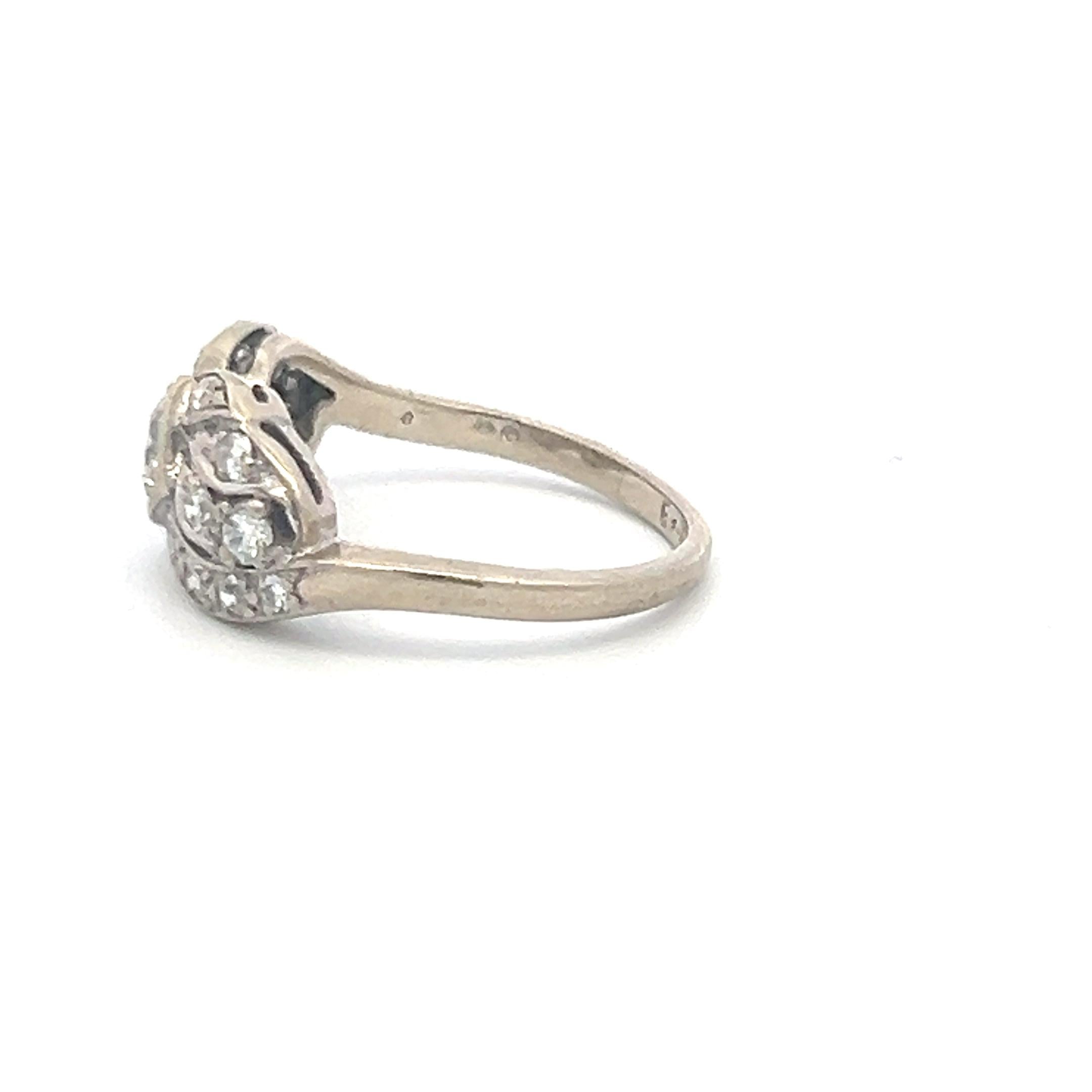 14K White Gold Engagement Ring with 0.51ct Round J SI Diamonds Size 5