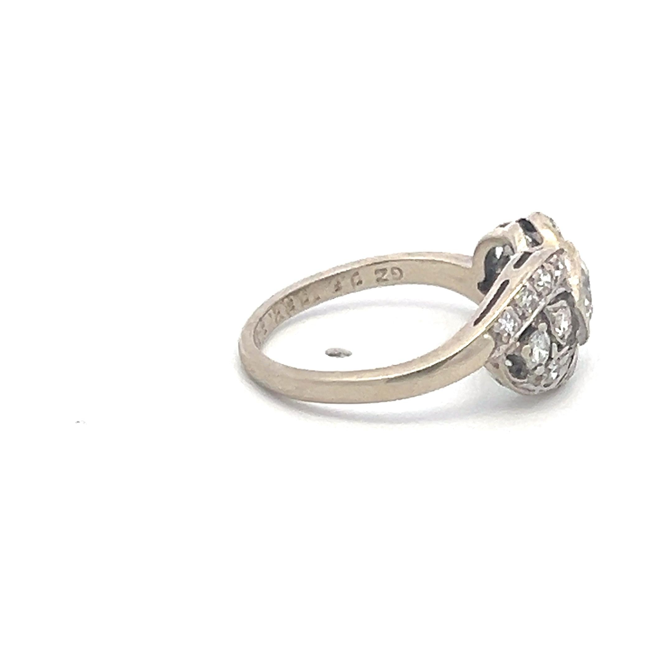 14K White Gold Engagement Ring with 0.51ct Round J SI Diamonds Size 5