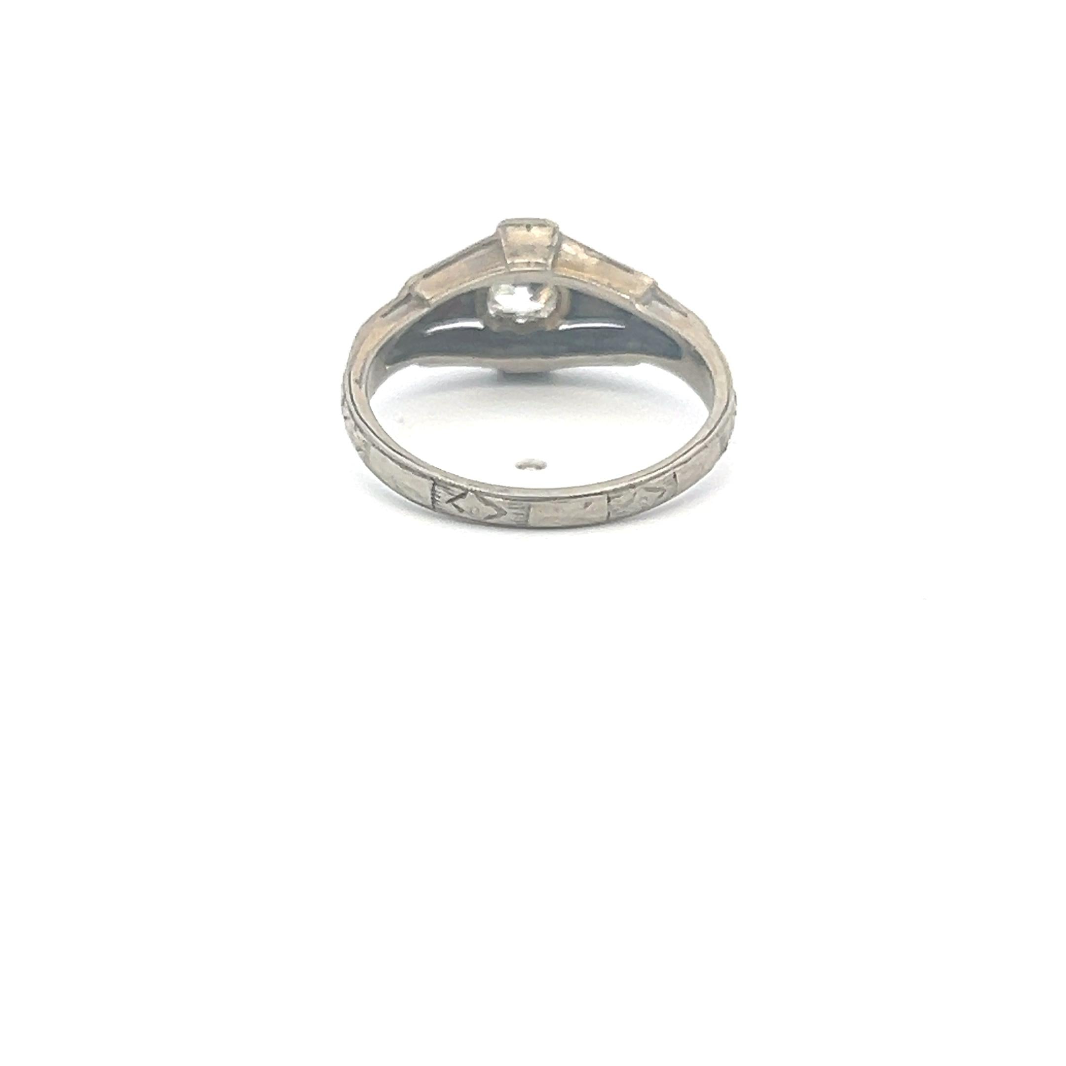 0.50 Carat Old European Cut I VS Diamond 18 Karat White Gold Engagement Ring