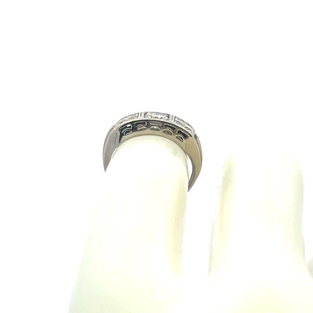 0.56 Carat Old European Cut H VS Diamond 14 Karat White Gold Band Ring