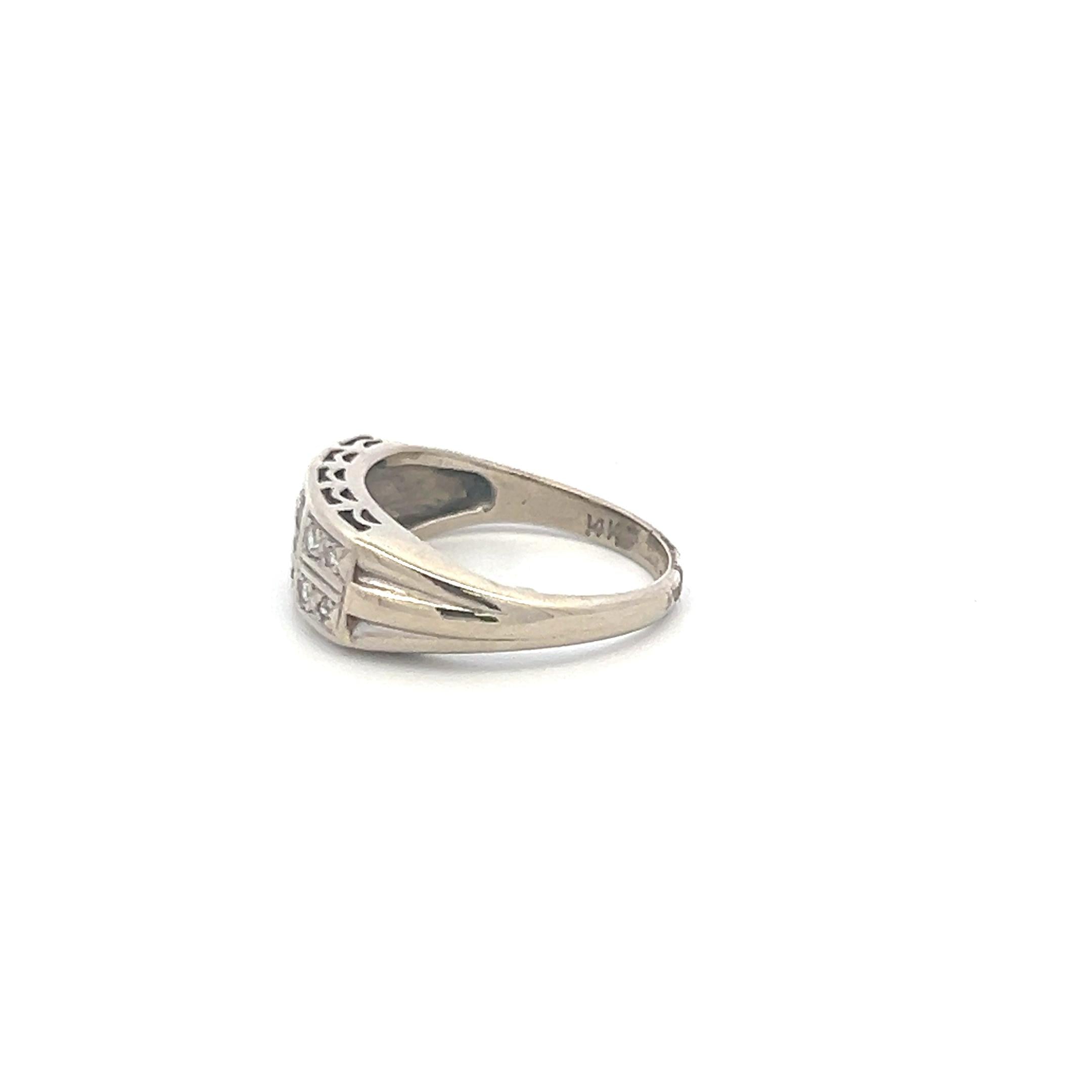 0.56 Carat Old European Cut H VS Diamond 14 Karat White Gold Band Ring