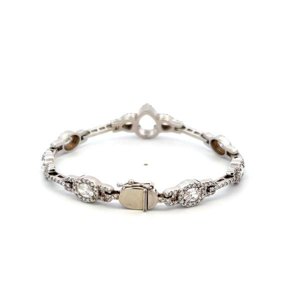 4.36 Carat Oval and Round and Pear Shape Diamond 18K White Gold Link Bracelet