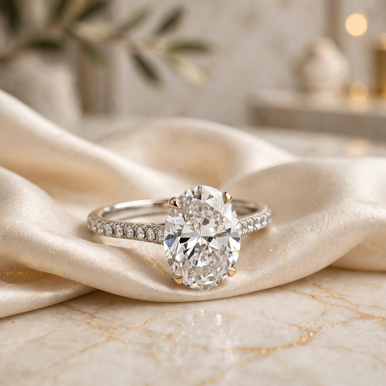 18K White Gold Engagement Ring with 2.02ct Lab-Grown and 0.22ct Natural Diamonds