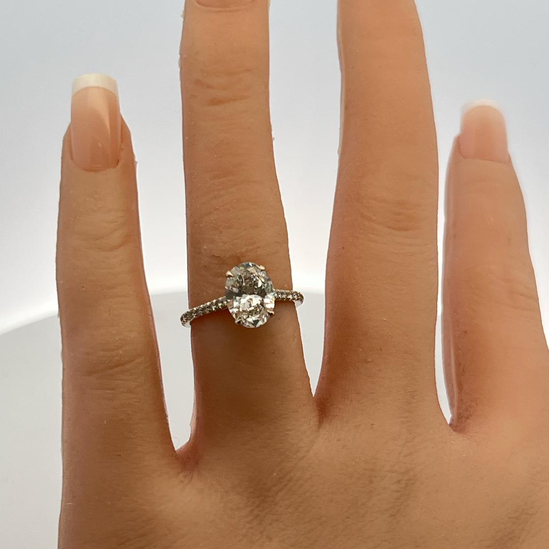 18K White Gold Engagement Ring with 2.02ct Lab-Grown and 0.22ct Natural Diamonds