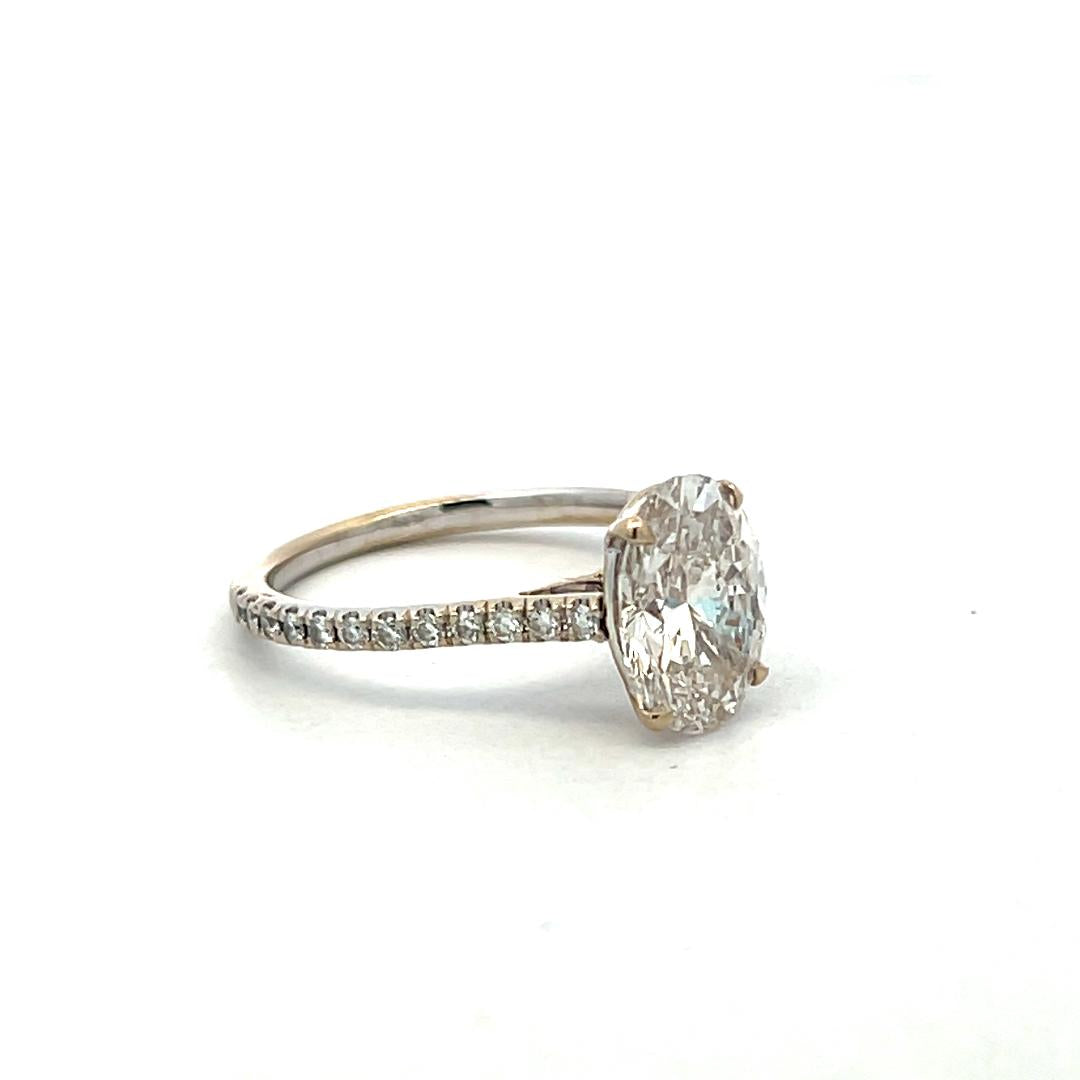 18K White Gold Engagement Ring with 2.02ct Lab-Grown and 0.22ct Natural Diamonds