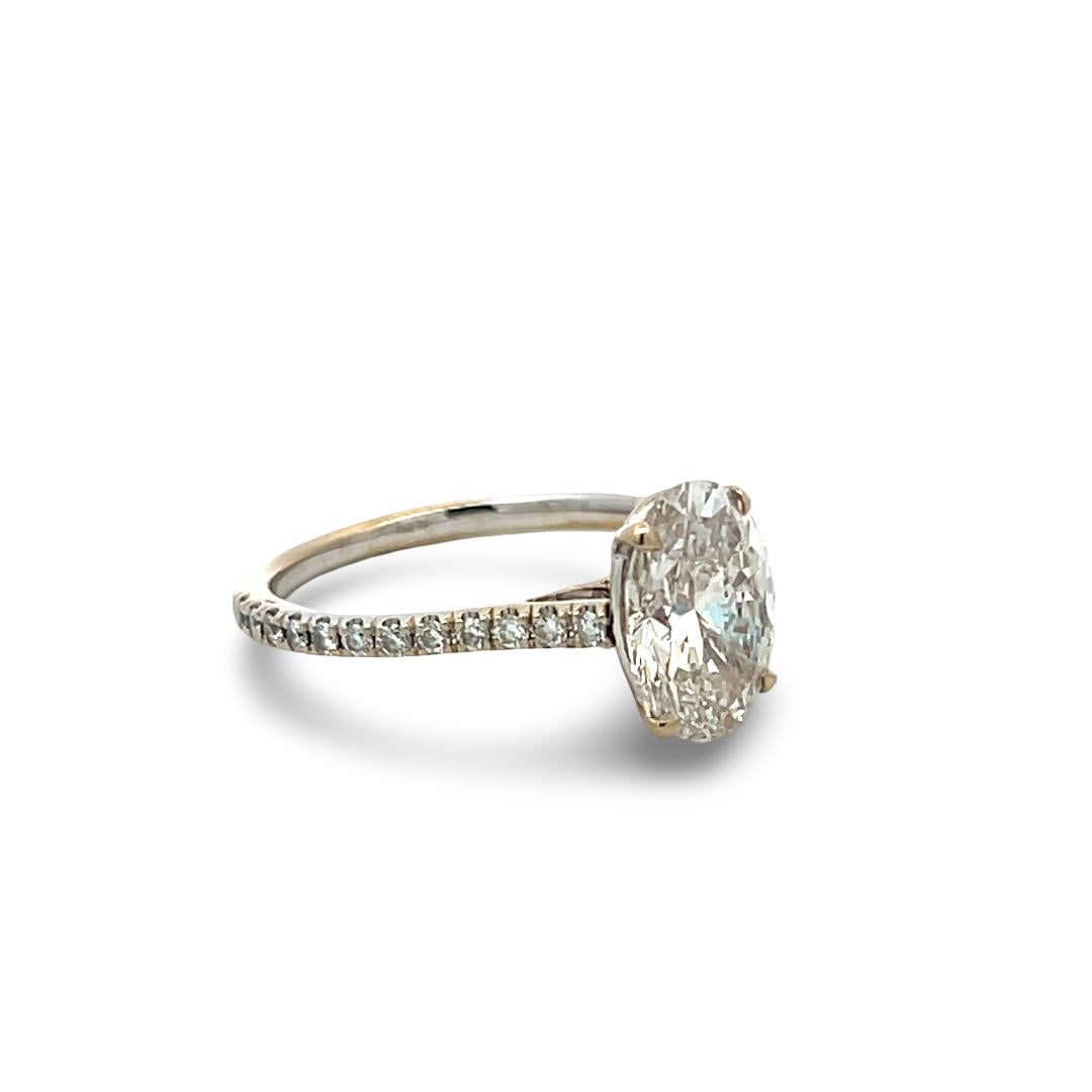 18K White Gold Engagement Ring with 2.02ct Lab-Grown and 0.22ct Natural Diamonds