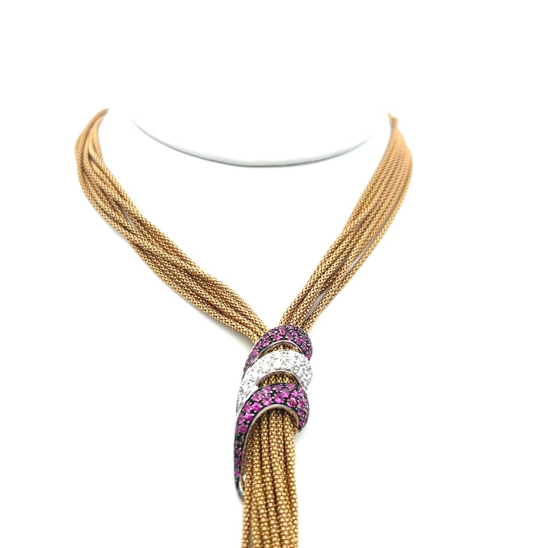 0.90 Carat Sapphire 0.40 Carat Round Brilliant Diamond 18K Gold Drop Necklace