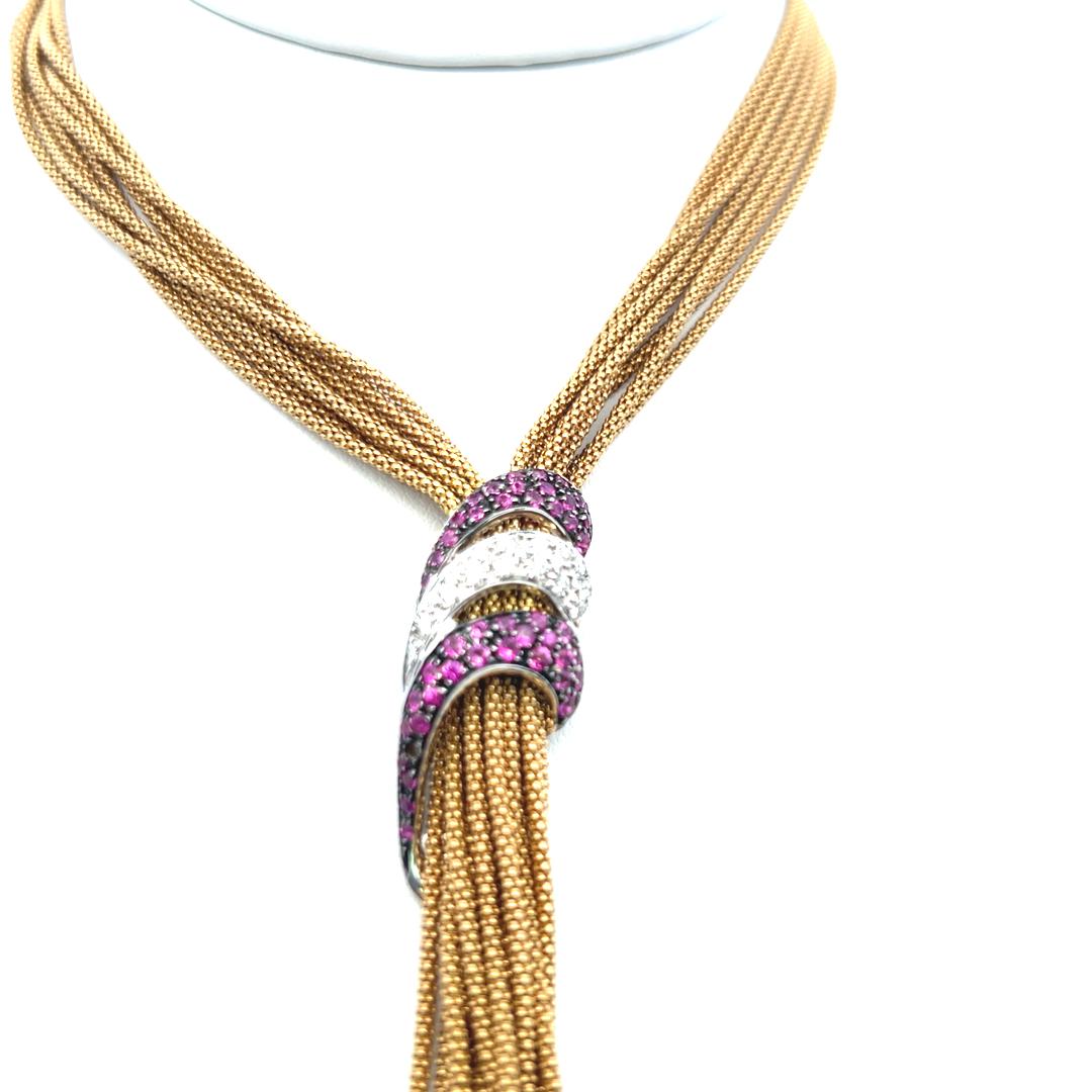 0.90 Carat Sapphire 0.40 Carat Round Brilliant Diamond 18K Gold Drop Necklace