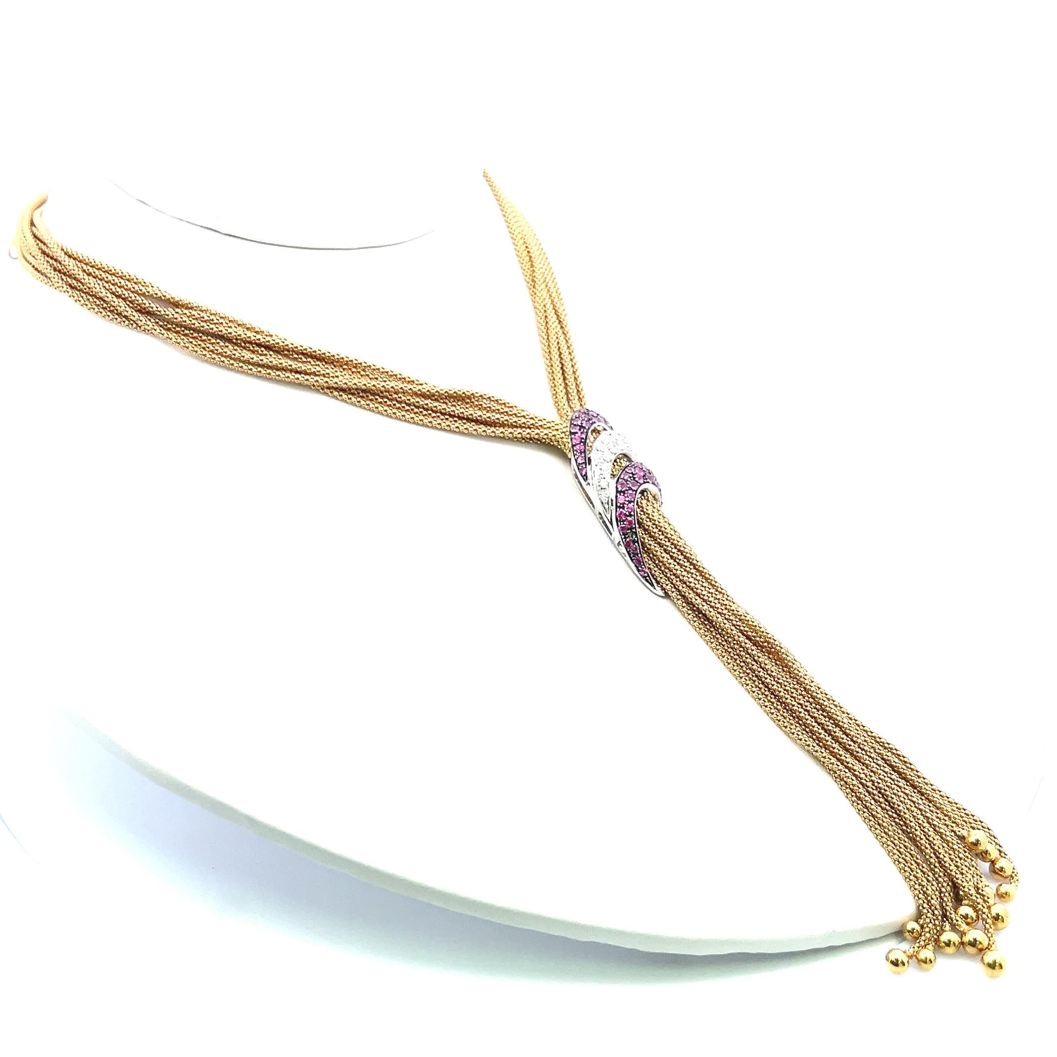 0.90 Carat Sapphire 0.40 Carat Round Brilliant Diamond 18K Gold Drop Necklace