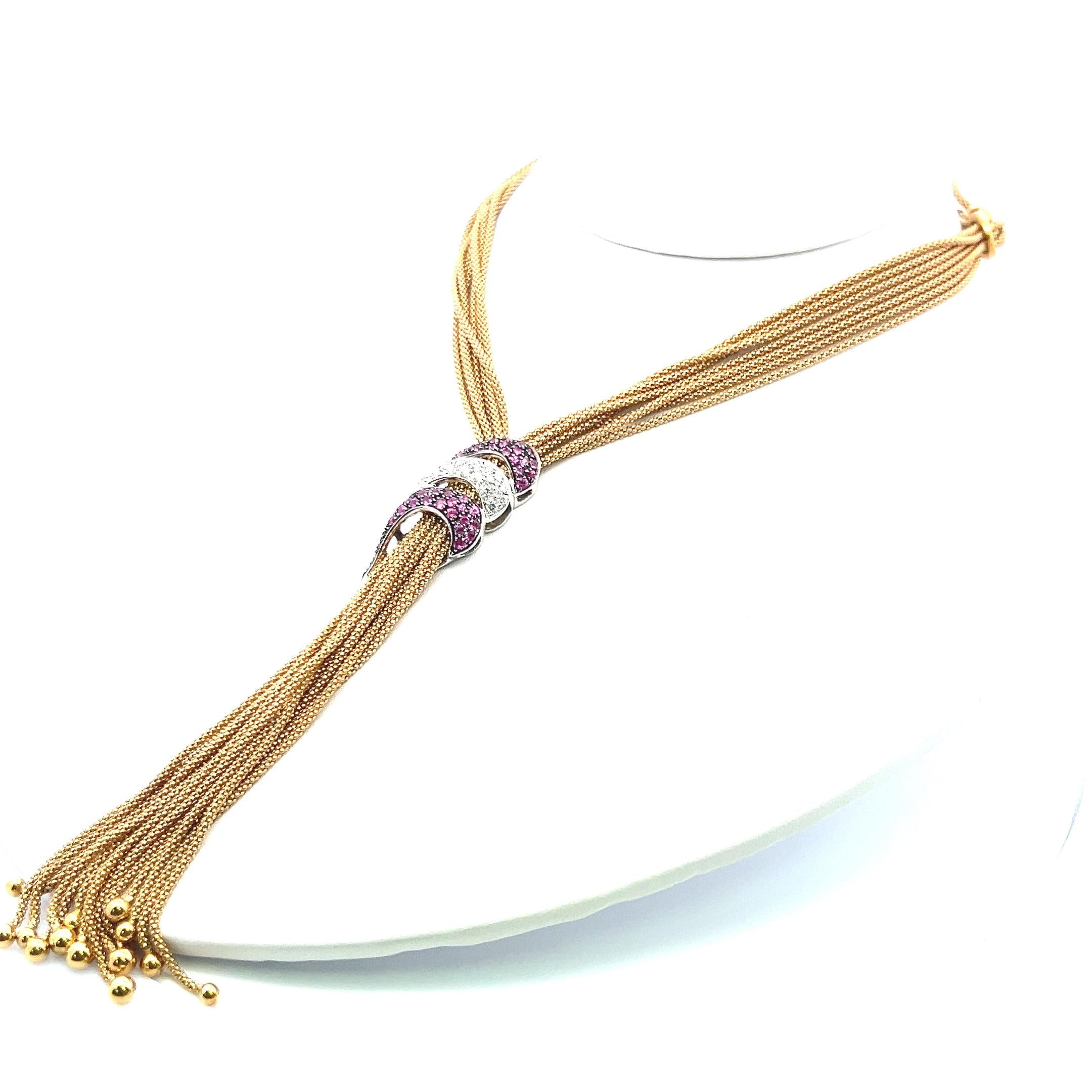 0.90 Carat Sapphire 0.40 Carat Round Brilliant Diamond 18K Gold Drop Necklace