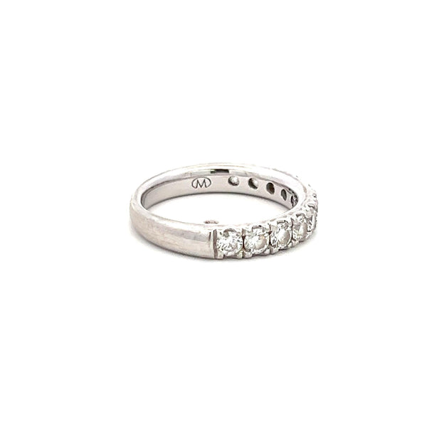 1.10 Carat Round Brilliant G SI Diamond 14 Karat White Gold Half-Eternity Ring