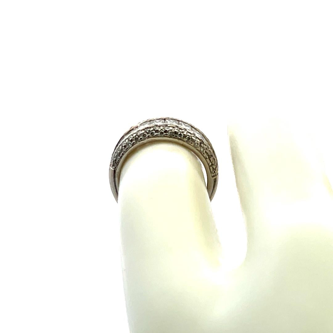 14K WG Half-Eternity Band Ring with 1.30 Carat Princess and Round Diamonds