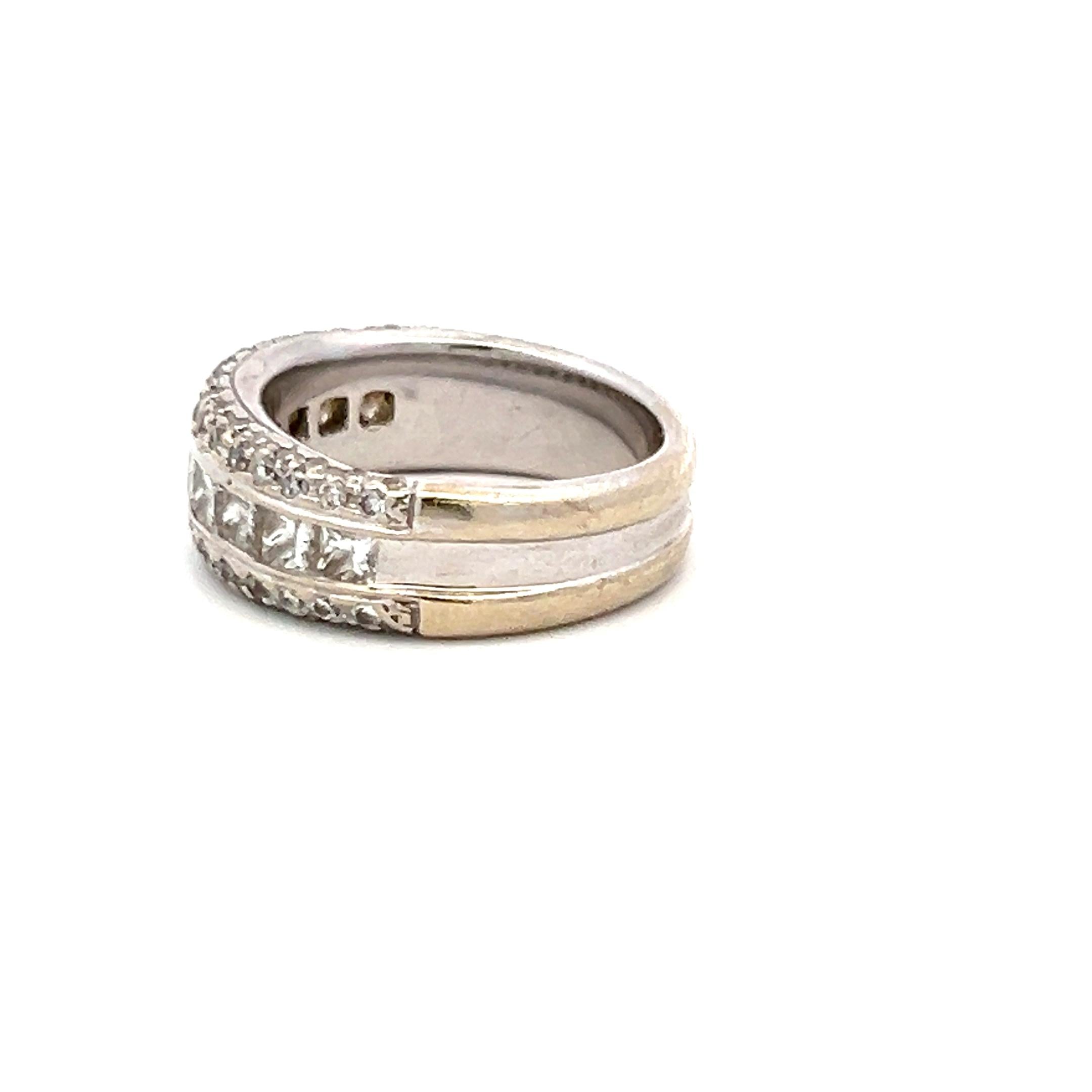 14K WG Half-Eternity Band Ring with 1.30 Carat Princess and Round Diamonds
