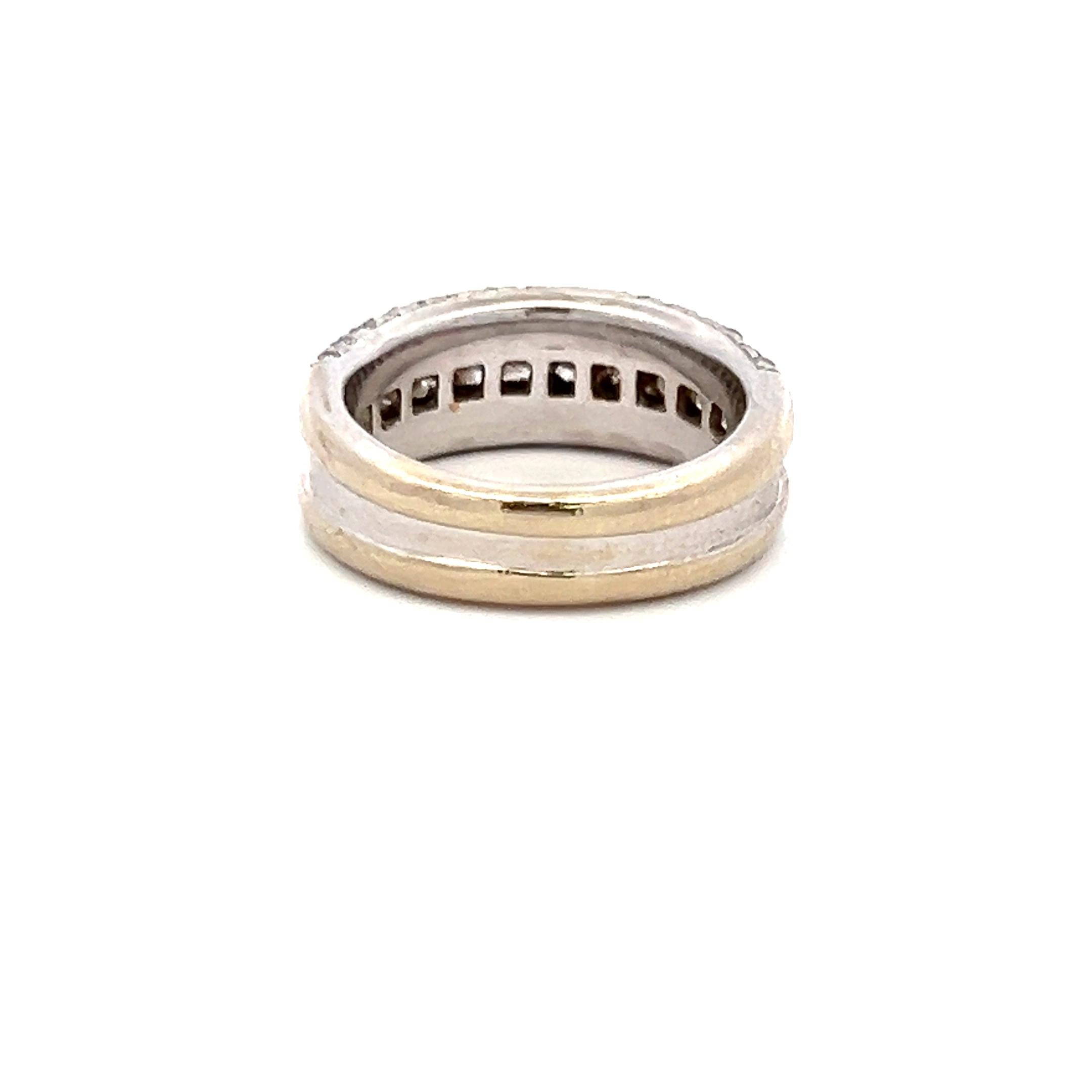 14K WG Half-Eternity Band Ring with 1.30 Carat Princess and Round Diamonds