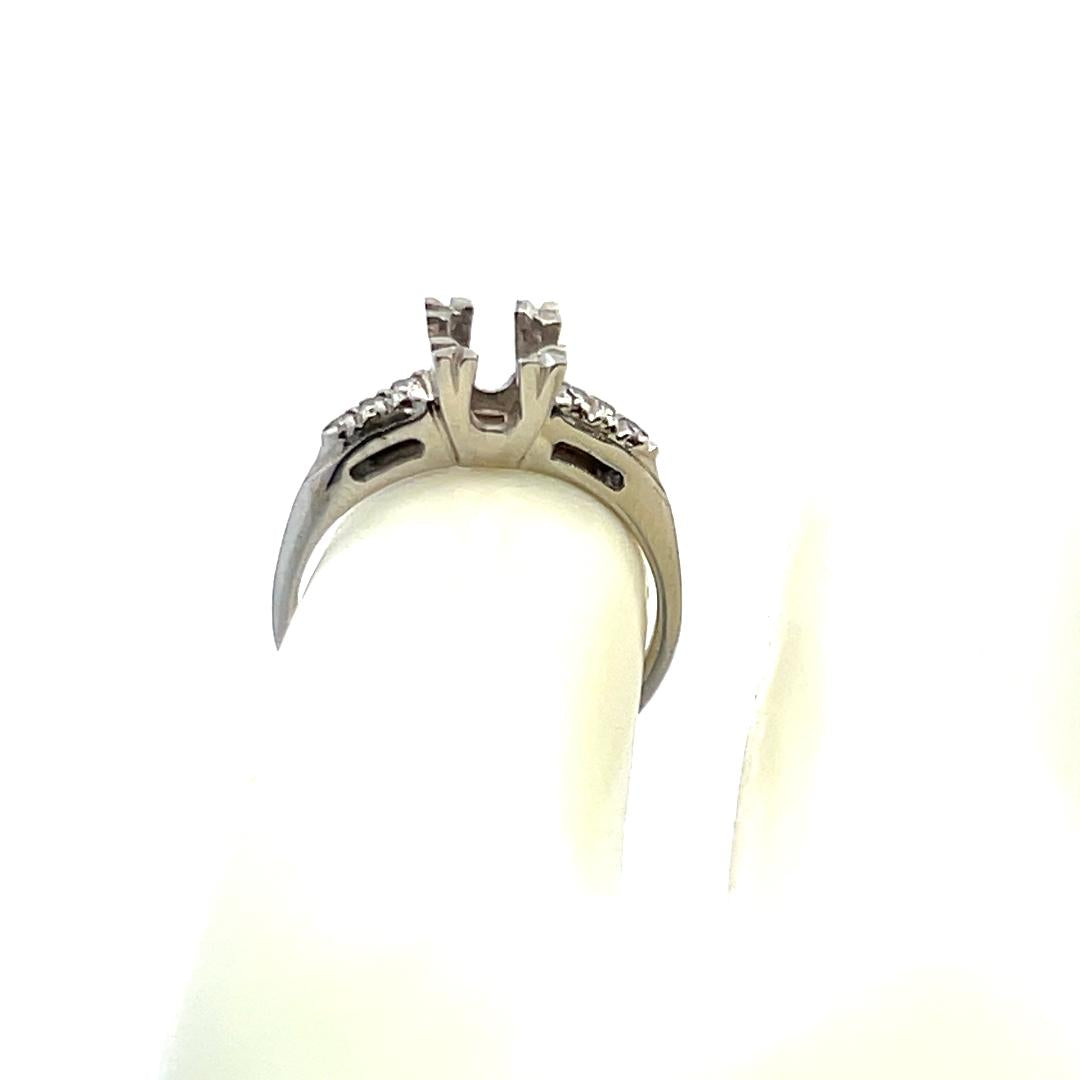 0.14 Carat Old European Cut G SI Diamond 14 Karat White Gold Semi Mount Ring