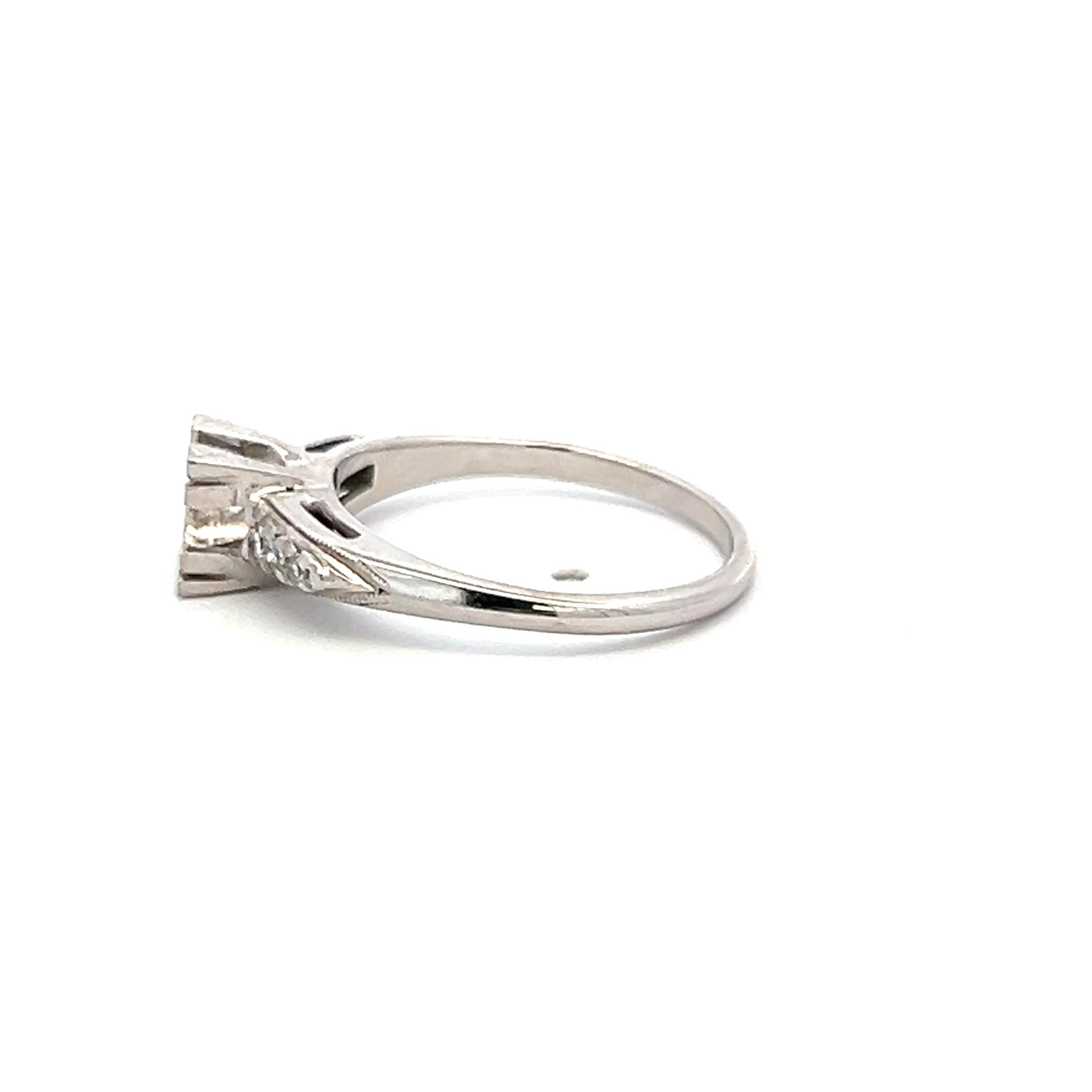 0.14 Carat Old European Cut G SI Diamond 14 Karat White Gold Semi Mount Ring