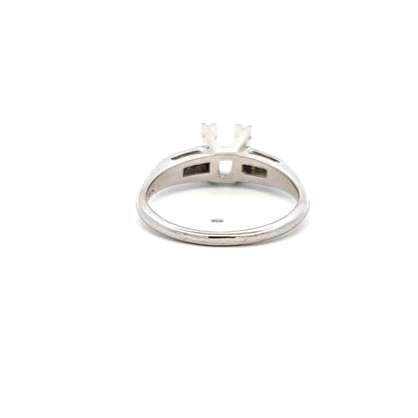 0.14 Carat Old European Cut G SI Diamond 14 Karat White Gold Semi Mount Ring
