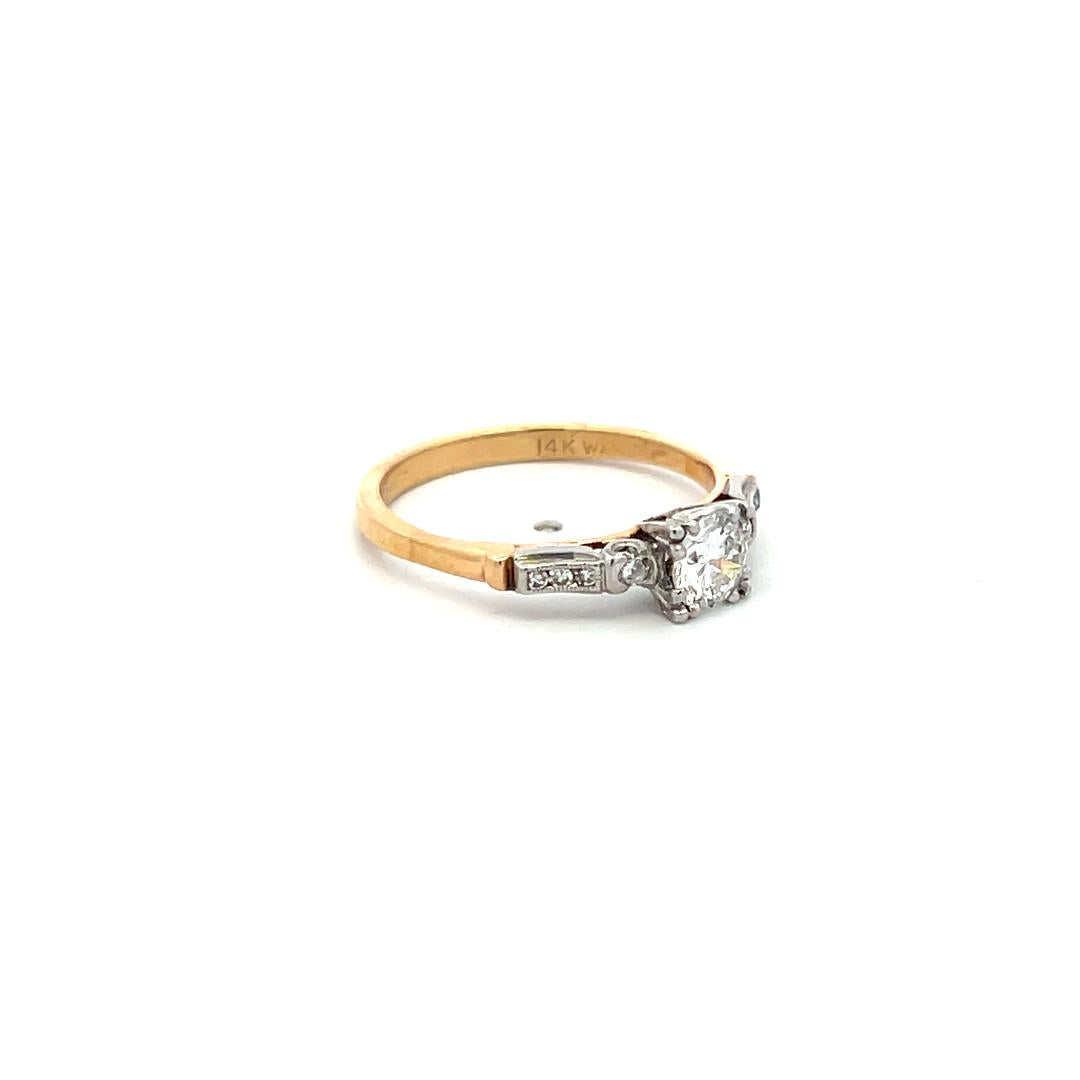 0.51 Carat Circular Brilliant and Round Diamond 14K Two Tone GLD Engagement Ring