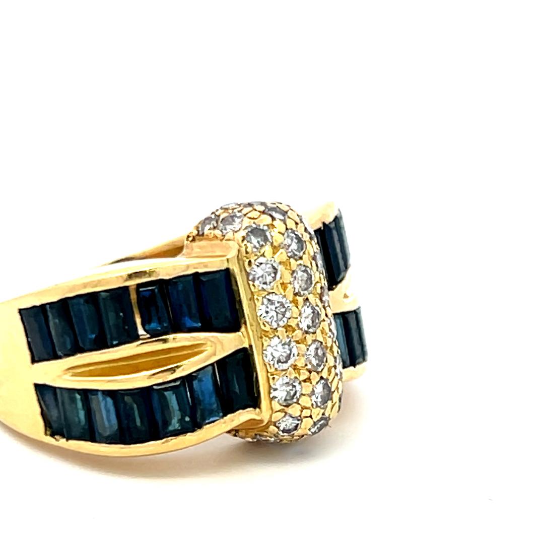 Krypell 1.50 Carat Sapphire 0.66 Carat Round Diamond 18K YG Cocktail Ring