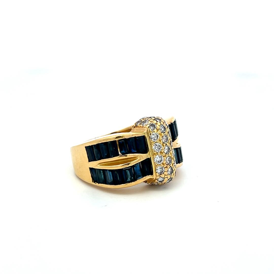 Krypell 1.50 Carat Sapphire 0.66 Carat Round Diamond 18K YG Cocktail Ring