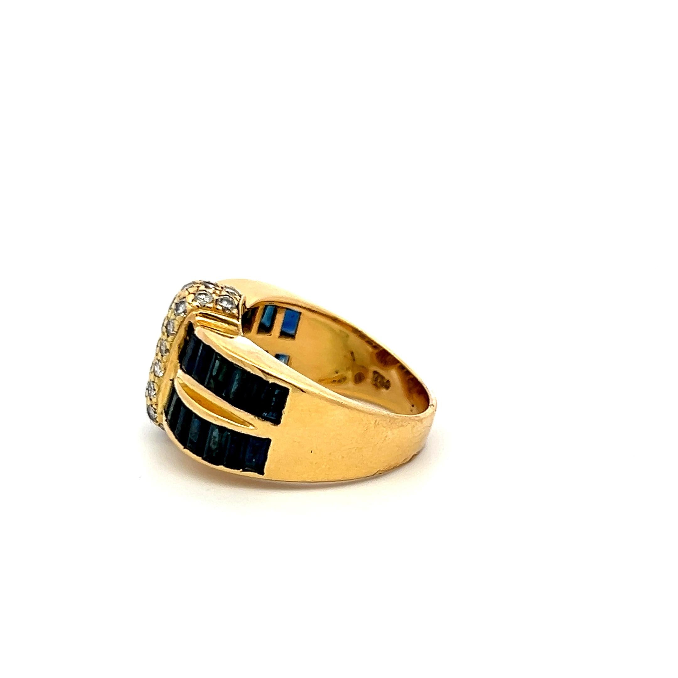 Krypell 1.50 Carat Sapphire 0.66 Carat Round Diamond 18K YG Cocktail Ring