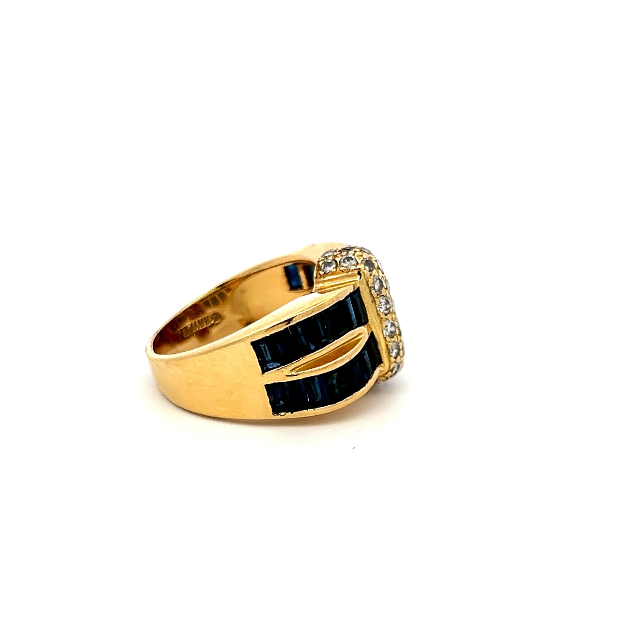 Krypell 1.50 Carat Sapphire 0.66 Carat Round Diamond 18K YG Cocktail Ring