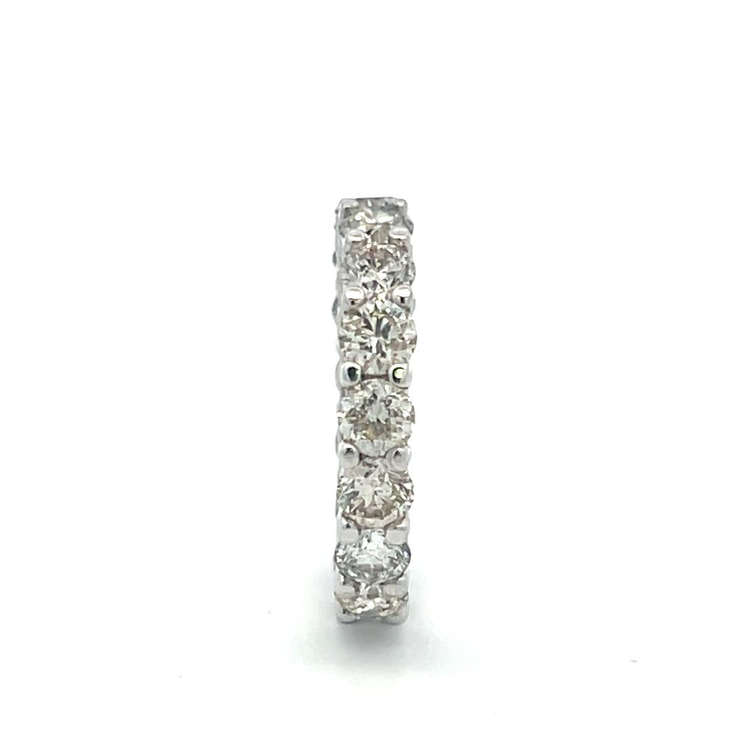 Vintage Platinum Eternity Band Ring with 4.5 Carat Round I-SI Diamonds Size 8