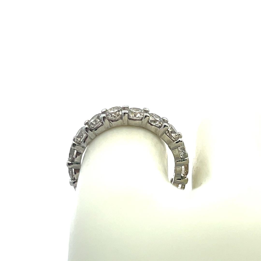 Vintage Platinum Eternity Band Ring with 4.5 Carat Round I-SI Diamonds Size 8
