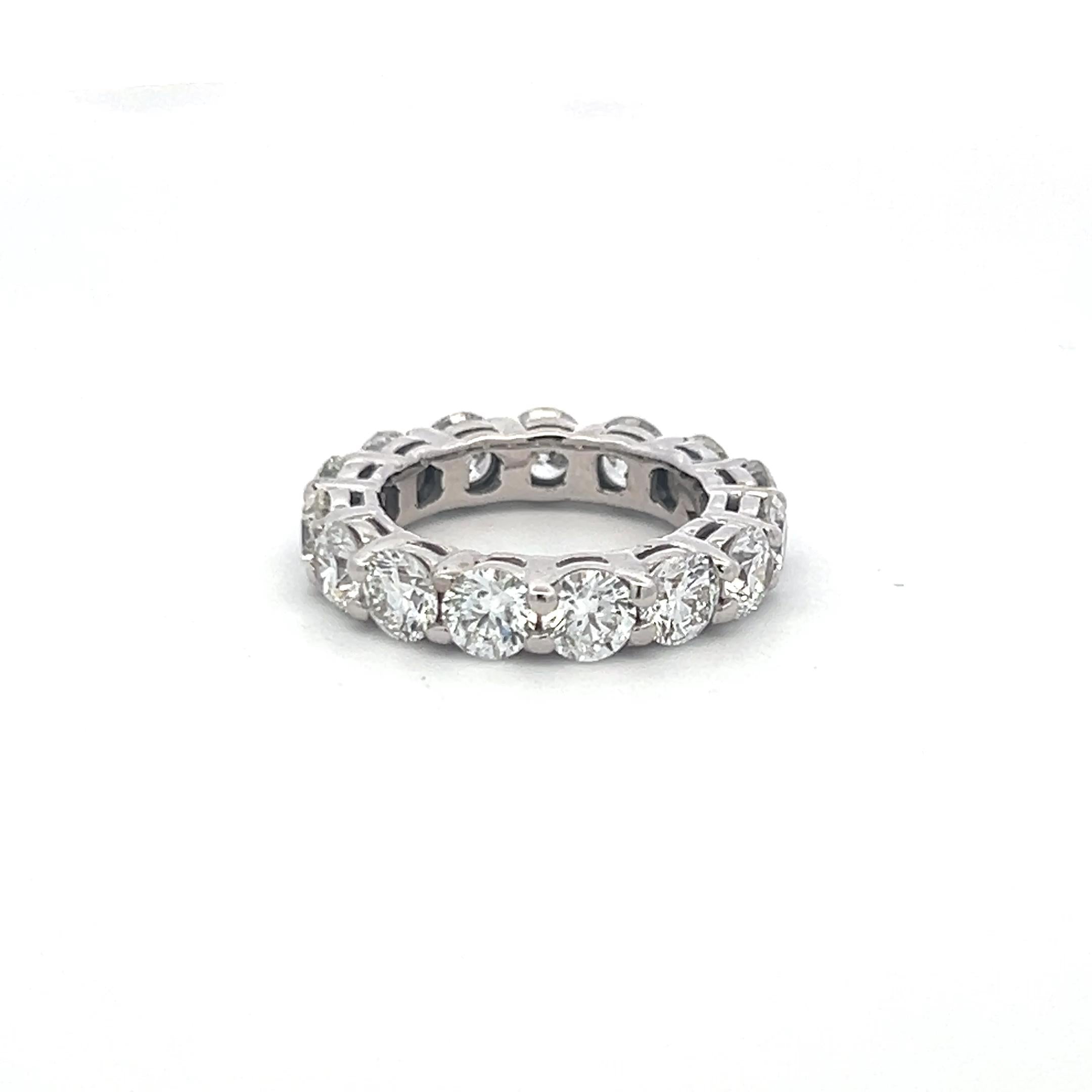 4.65 Carat Round Brilliant G VS Diamond 14 Karat White Gold Eternity Band Ring