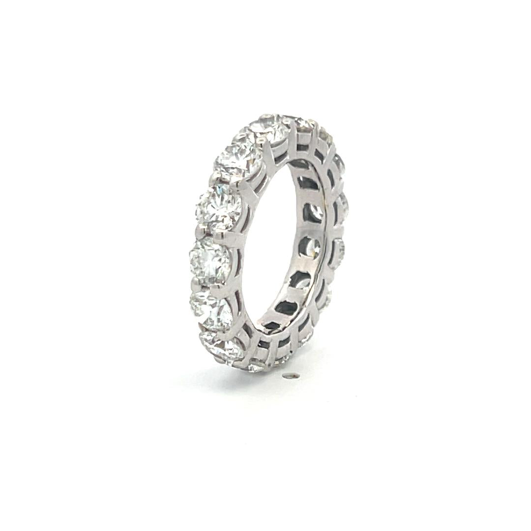 4.65 Carat Round Brilliant G VS Diamond 14 Karat White Gold Eternity Band Ring