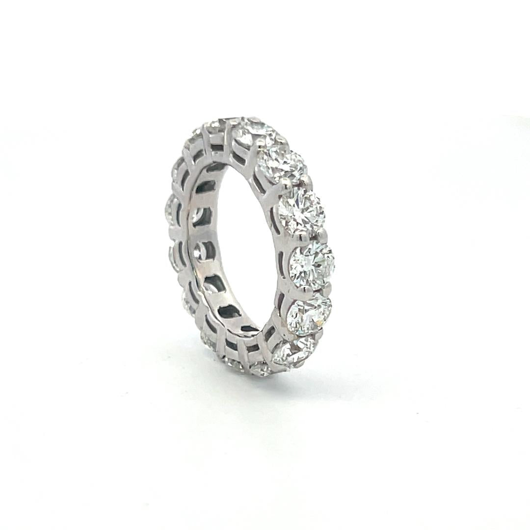 4.65 Carat Round Brilliant G VS Diamond 14 Karat White Gold Eternity Band Ring