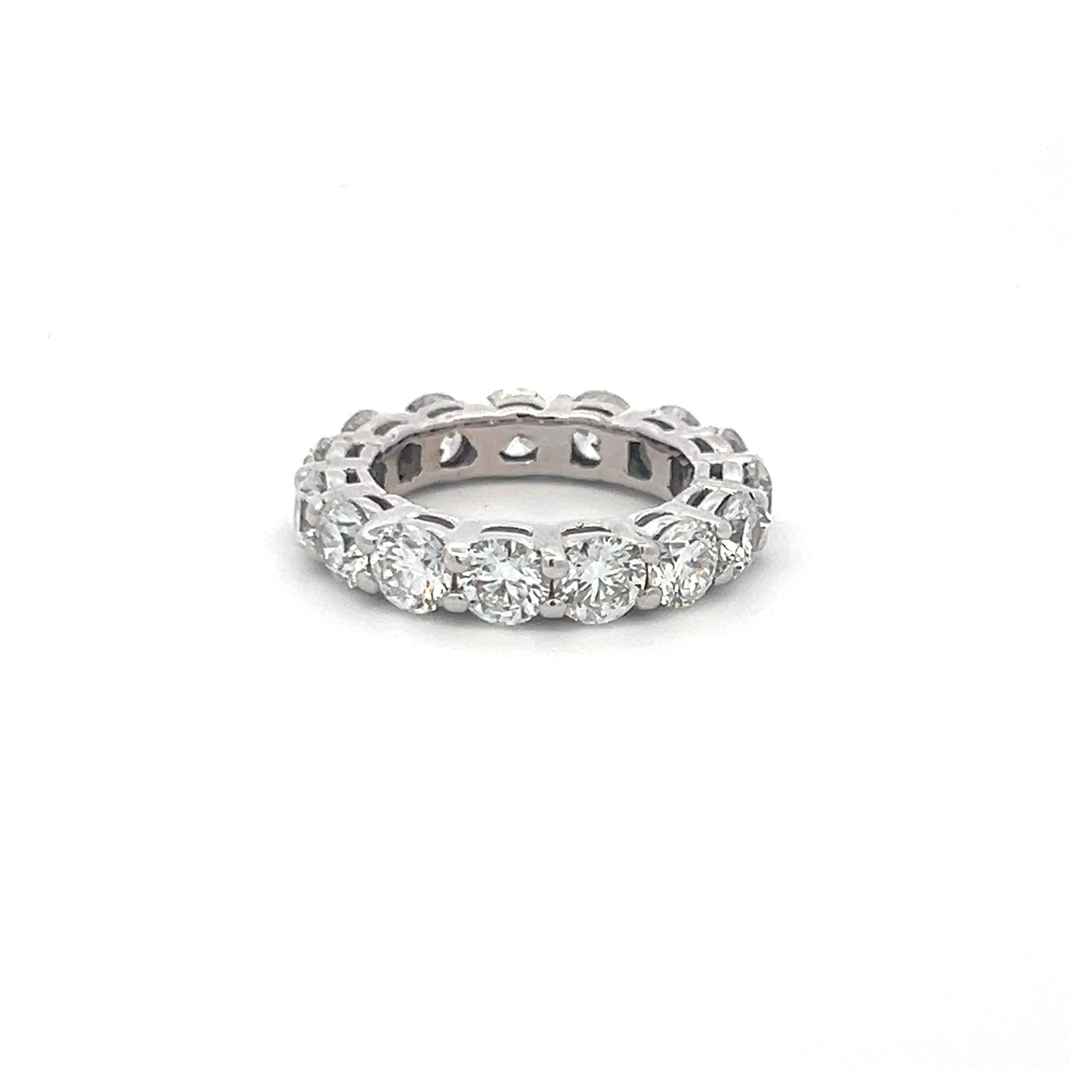 4.65 Carat Round Brilliant G VS Diamond 14 Karat White Gold Eternity Band Ring