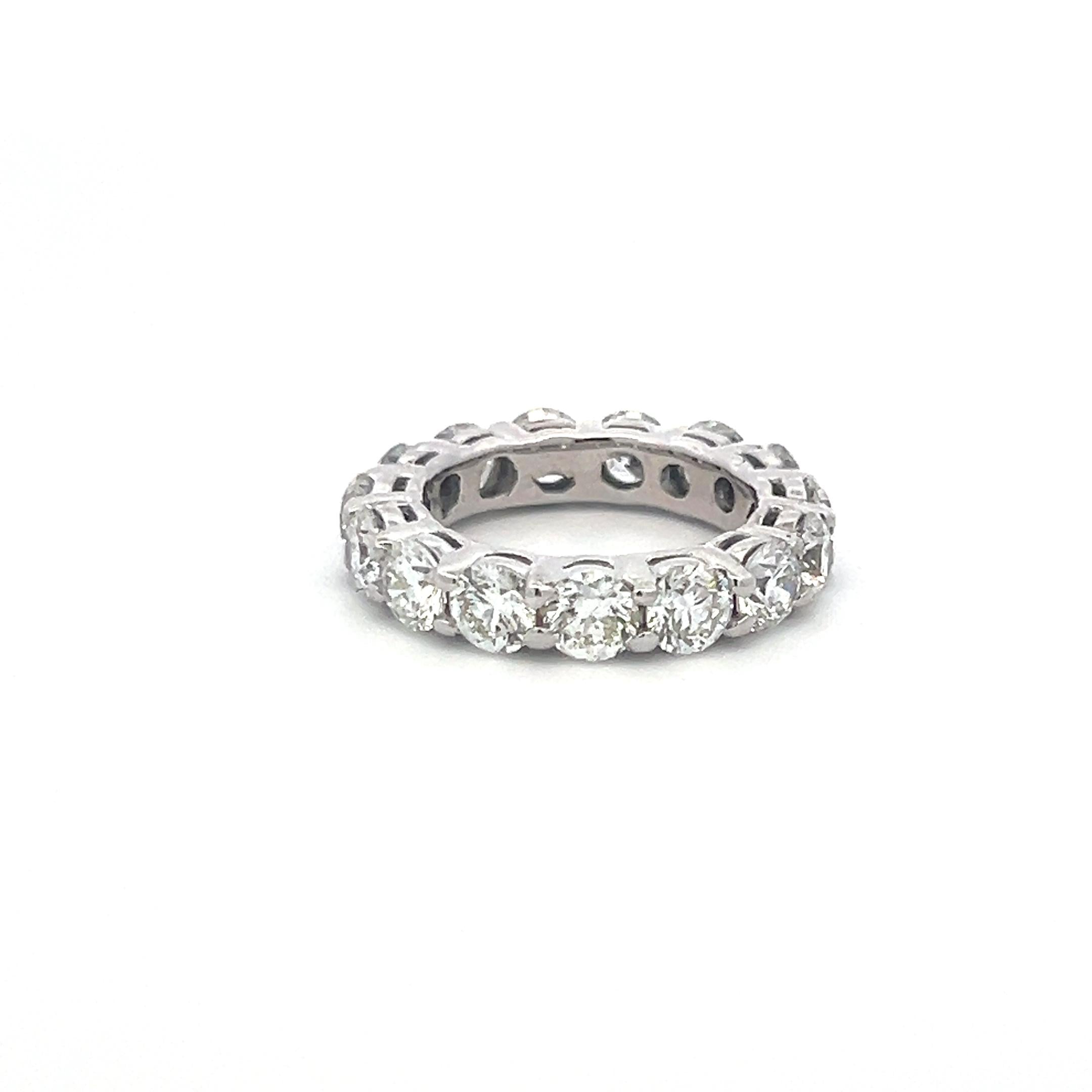 4.65 Carat Round Brilliant G VS Diamond 14 Karat White Gold Eternity Band Ring