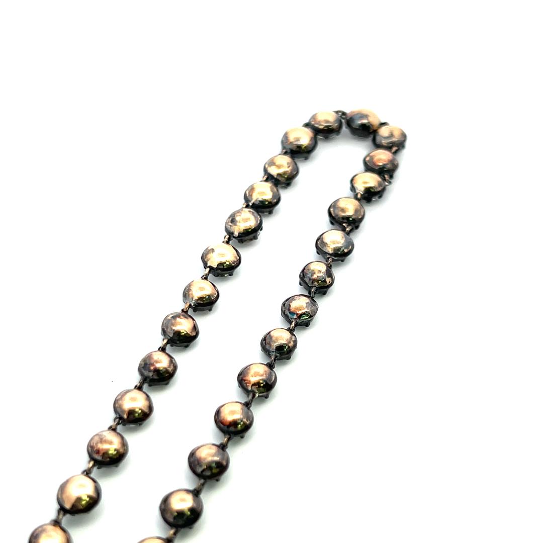 20.40 Carat Old European Cut Diamond 14K Two Tone Gold/Silver Riviera Necklace
